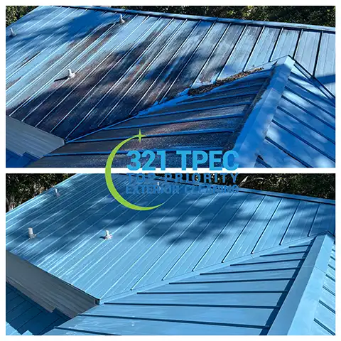 Cleaning painted metal roofs
